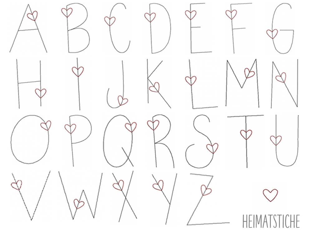 ABC Buchstaben mit Herz